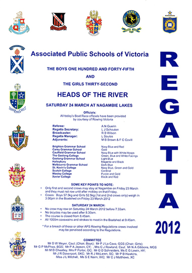 2012 regatta program cover